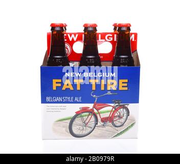 Irvine, KALIFORNIEN - 14. Dezember 2017: Fat Tire Amber Ale. 6er-Pack Fat Tire Amber Ale von der New Belgium Brewing Company, Fort Collins, Col Stockfoto