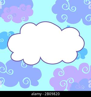 Vector Daytime Cartoon Clouds Rahmen. Zeichnung grafischer Himmel mit Wolken Illustration Stock Vektor