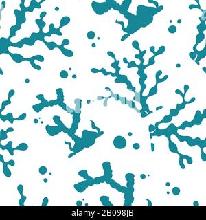 Meereslebewesen, Korallenvektor nahtloses Muster. Hintergrund mit Korallenmeer, Illustration mariner Korallen Stock Vektor