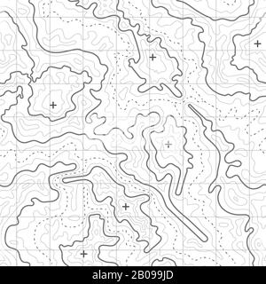 Topografischer Kartenhintergrund mit Bergstruktur und Raster. Topographiekarte für Reisen, Abbildung des Reliefdiagramms Stock Vektor