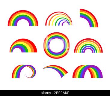 Satz Vektor Regenbögen weißer Hintergrund. Satz Regenbogenabbildung Stock Vektor