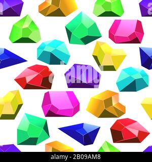 Mehrfarbige Vektor-Kristalle, nahtloses Muster. Hintergrundbild mit Kristalldarstellung Stock Vektor