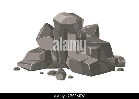 Steine und Felsen Cartoon-Vektor-Natur-Felsbrocken isoliert auf weißer Hintergrundillustration Stock Vektor