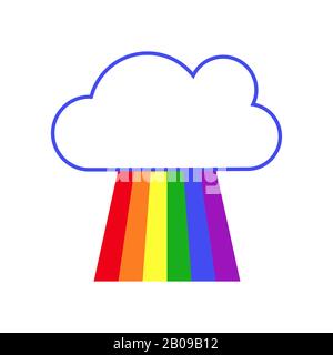 Vektorregenbogen und wolkenweißer Hintergrund. Design der Darstellung "Wetter nach Regen" Stock Vektor