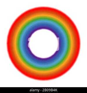 Vektorkreis Regenbogenweiß Hintergrund. Farbige runde Symbole helle Abbildung Stock Vektor