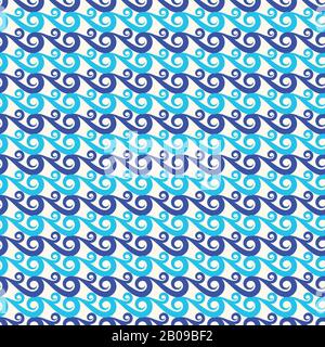 Blauer Wellenvektor nahtloser Hintergrund. Abbildung der Wellenlinie des abstrakten Musters Stock Vektor