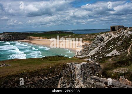 Frankreich, Brittainy, Pen Hir, Musee Memorial, Schlacht am Atlantik, Poite de Pen Hir, Bunker Atlantikschlacht, zweiten Weltkrieg, Atlantikwall, Stockfoto