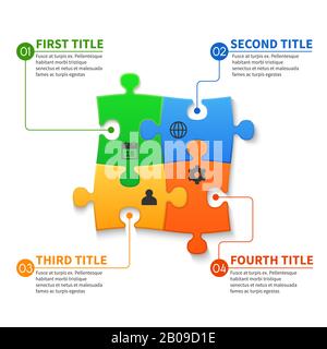 Puzzle Puzzle Pieces Vector Infografisches Geschäftskonzept. Infografik für Unternehmen: Abbildung mit Stichsägen Stock Vektor