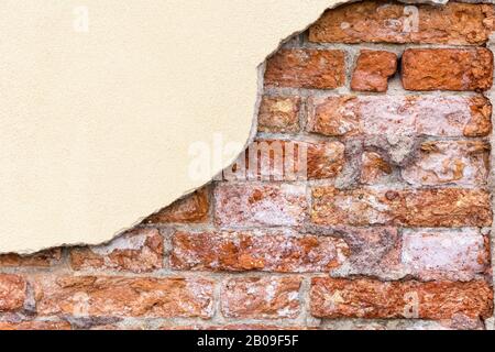 Leere Alte Mauer Textur. Malte Distressed Wandoberfläche. Grunge Breite Brickwall. Stockfoto