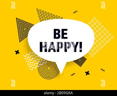 Happy Sprechblase banner pop art Memphis Style. Stock Vektor