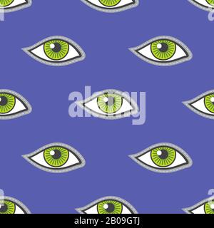 Grüne Augen Fleckenvektor nahtloses Muster. Abbildung: Designhintergrund mit Augen Stock Vektor