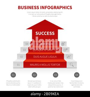 Treppenhaus, Business Leiter, Erfolgsniveau Vektor modernes Infografik, Siegerkonzept. Treppe zum Erfolg, Abbildung der Ebene Treppe zum Erfolgsgeschäft Stock Vektor