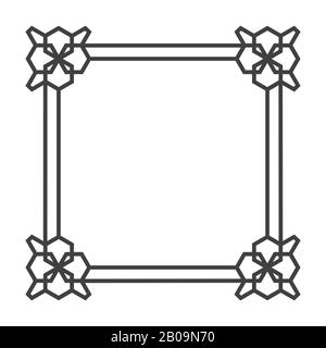 Quadratischer asiatischer Vektor-Retro-Rahmen in Schwarzweiß. Abbildung: Schmuck Stock Vektor