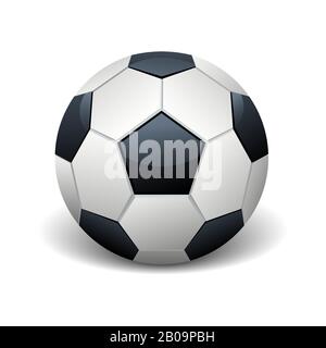 Realistische Darstellung des weißen Vektorgrafiks des Fußballballs. Ausrüstung für Fußball-Spielillustration Stock Vektor