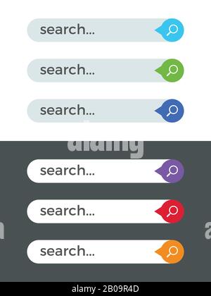 Moderne Internet-Farbsuchbalken Vektorvorlagen für Webseiten. Webbar-Suche nach Internet, Vorlage für die Abbildung der Navigations-Seite Stock Vektor
