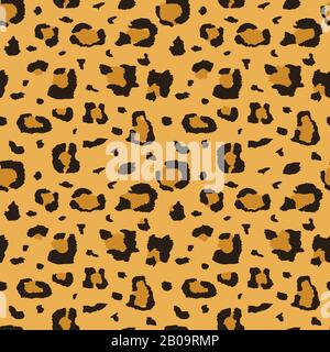 Afrikanischer Gepard, Leopardenfell Vektor nahtlose Textur, Stoffmuster. Wilde afrikanische Tiere Haut, Illustration des Leopardenmusters Stock Vektor