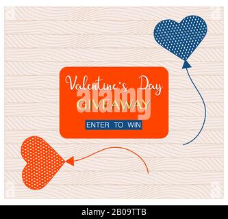 Vector Illustration Valentinstag Verkauf Giveaway Vorlage geben Sie ein, um zu gewinnen Shopping Hintergrund Big Sale Angebot Preissenkung Werbung Kauf Rabattwerbung Stock Vektor
