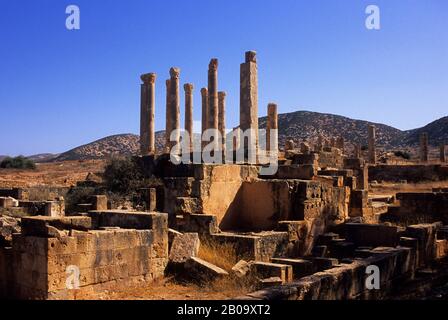 LIBYEN, IN DER NÄHE VON BENGASI, PTOLEMAIS (TOLMEITA), KOLONIERTE PALAST Stockfoto