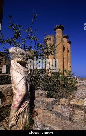 LIBYEN, IN DER NÄHE VON BENGASI, KYRENE, TEMPEL DES APOLLO Stockfoto