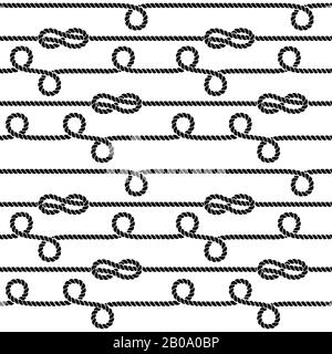 Nautische Seile und Knoten Vektor nahtloses Muster. Darstellung der Marinesaite Stock Vektor