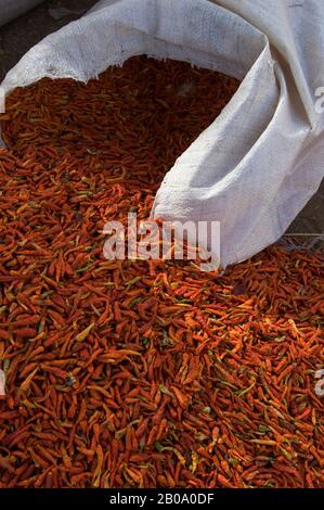 MALI, DJENNE, WOCHENMARKT AUF DEM PLATZ VOR DER MOSCHEE, PAPRIKA Stockfoto