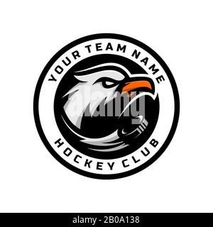 Eagle Head Logo für das Logo der Hockeymannschaft. Vektorgrafiken. Mit einer Kombination von Kreisabzeichen. Stock Vektor