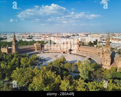 Luftaufnahme Der Plaza De Espana In Sevilla Spanien Stockfoto