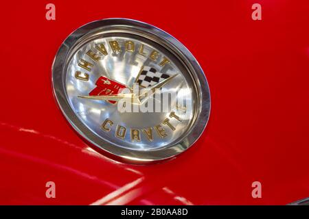Detail der roten Chevrolet Corvette im Vintage-Look Stockfoto