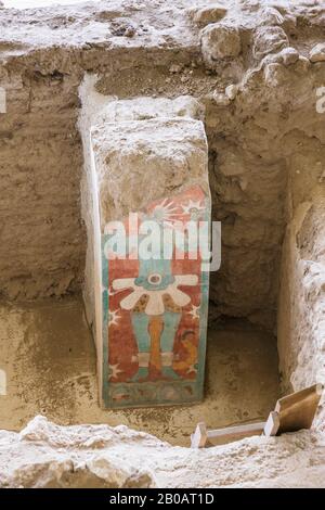 Wandgemälde im Palast von Cacaxtla, archäologische Stätte, Tlaxcala, Mexiko, Mittelamerika Stockfoto