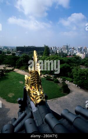 JAPAN, SCHLOSS OKAYAMA, BLICK AUF DIE STADT OKAYAMA Stockfoto