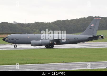 57-1461, eine Boeing KC-135R Stratotanker, die von der United States Air Force betrieben wird, auf dem Prestwick International Airport in Ayrshire Stockfoto