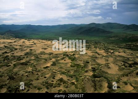 ZENTRALMONGOLEI, TANNGYN ELS (SANDDÜNEN), LUFTBILD Stockfoto