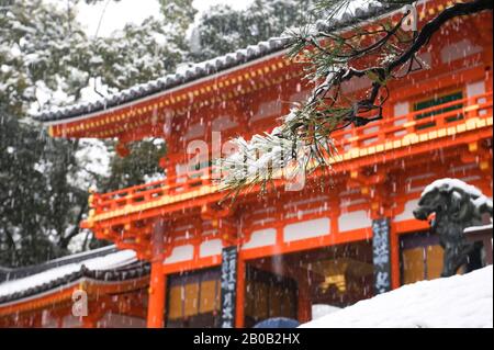 JAPAN, KYOTO, YASAKA-SCHREIN (SHINTO) IM SCHNEE Stockfoto