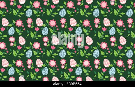 Hintergrund mit Easter Eggemuster, mit Ei- und Blumenmuster. Stock Vektor