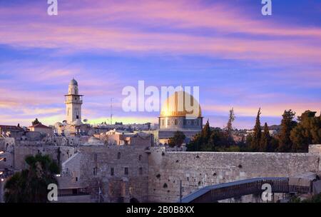 Jerusalem, Israel Felsendom bei Sonnenuntergang Jerusalem, Israel Stockfoto