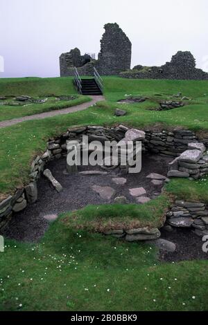 SHETLAND-INSELN, JARLSHOF, ALTE VIKING-SIEDLUNG Stockfoto