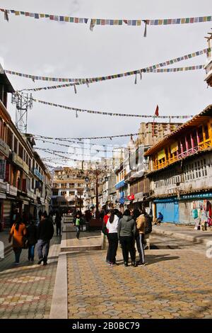 Traditonale Straße in LEH, Himalaya. Ladakh, Indien Stockfoto