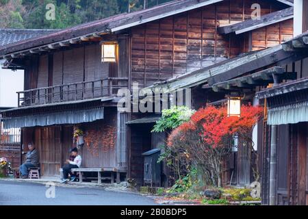 Traditionelle Gebäude am Nakasendo Way, Tsumago, Präfektur Gifu, Japan Stockfoto