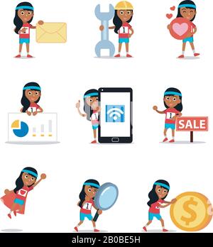 Eine Charakterfrau als Läuferathleten tritt in einer Marathon-Meisterschaft an. Stock Vektor