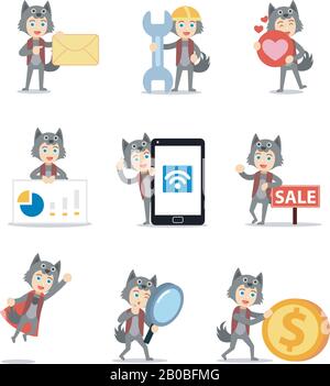 Charakter des Menschen als gruseliges Werwolf-Monster festlegen. Stock Vektor