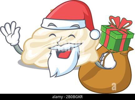 Weihnachtsmann Schlagsahne Cartoon Character Design mit Geschenkbox Stock Vektor