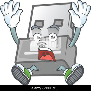 Ein Bild des Cartoon-Designs des kabellosen USB-Adapters mit schockierender Geste Stock Vektor