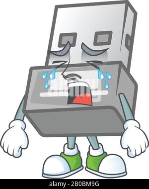 Ein weinender USB-Wireless-Adapter im Maskottchen-Design Stock Vektor