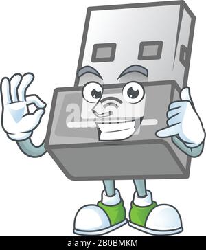 Rufen Sie mich Funny USB Wireless Adapter Maskottchen Bildstil an Stock Vektor