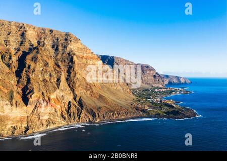 Mountain Riscos de La Merica, Valle Gran Rey, Luftbild, La Gomera, Kanarische Inseln, Spanien Stockfoto