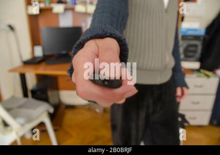 Drücken Sie die Taste Stockfoto
