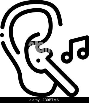 Abbildung: Darstellung Der Vektorkontur Für Das Musiksymbol Von Kopfhörern Stock Vektor