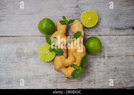 Ingwer, Limette und Minzilooks wie ein Baum Stockfoto