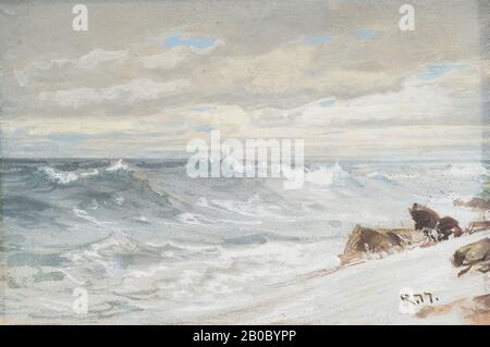 William Trost Richards, Marine View, 1877, Gouache on off-White Wove paper, 3 1/4 Zoll X 4 13/16 Zoll. (8,26 x 12,22 cm Stockfoto