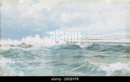 William Trost Richards, Marine View, 1878, Gouache on off-White Wove paper, 3 1/4 in. X 5 1/2 in. (8,26 x 13,97 cm Stockfoto